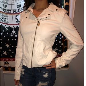 WetSeal White Faux Leather Jacket